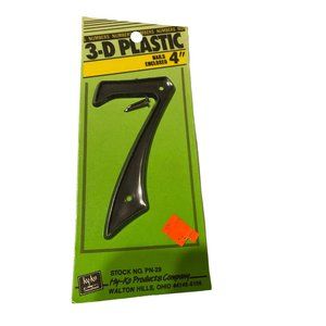 4" Black plastic number 7 house number 3D